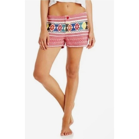 NEW! Tigerlily Uluaki Woven Embroidered Red/Oat Cotton Shorts REVOLVE Sz 4 $120 - Picture 2 of 16